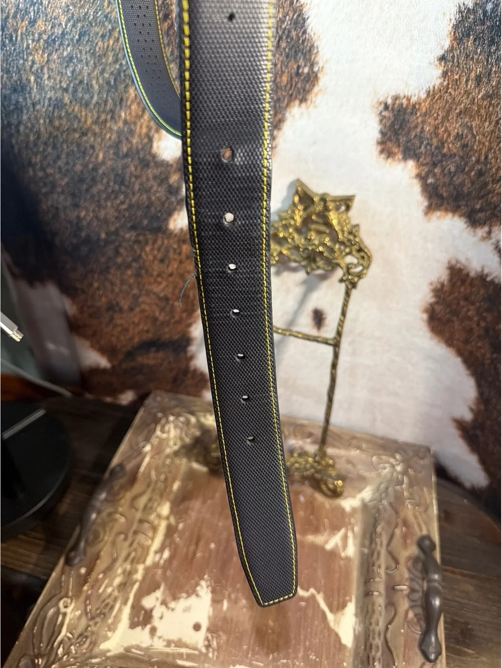 Nike G-Flex Black and Burgundy Reversible Belt with Yellow Stitching